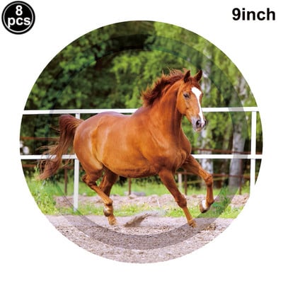 Mini figurine de cai pentru petrecerea de aniversare a calului, decorare pentru tort, gard de corral, jucărie de curse, decor tort pentru cai, cowboy, cowgril, consumabile pentru ziua de naștere