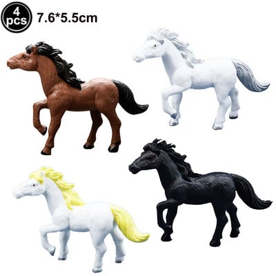 Mini figurine de cai pentru petrecerea de aniversare a calului, decorare pentru tort, gard de corral, jucărie de curse, decor tort pentru cai, cowboy, cowgril, consumabile pentru ziua de naștere