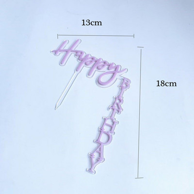 INS New Happy Birthday Akrilni nadjev za torte Laserski obojeni okrugli nadjev za torte za dječje rođendane Ukrasi za torte Baby Shower