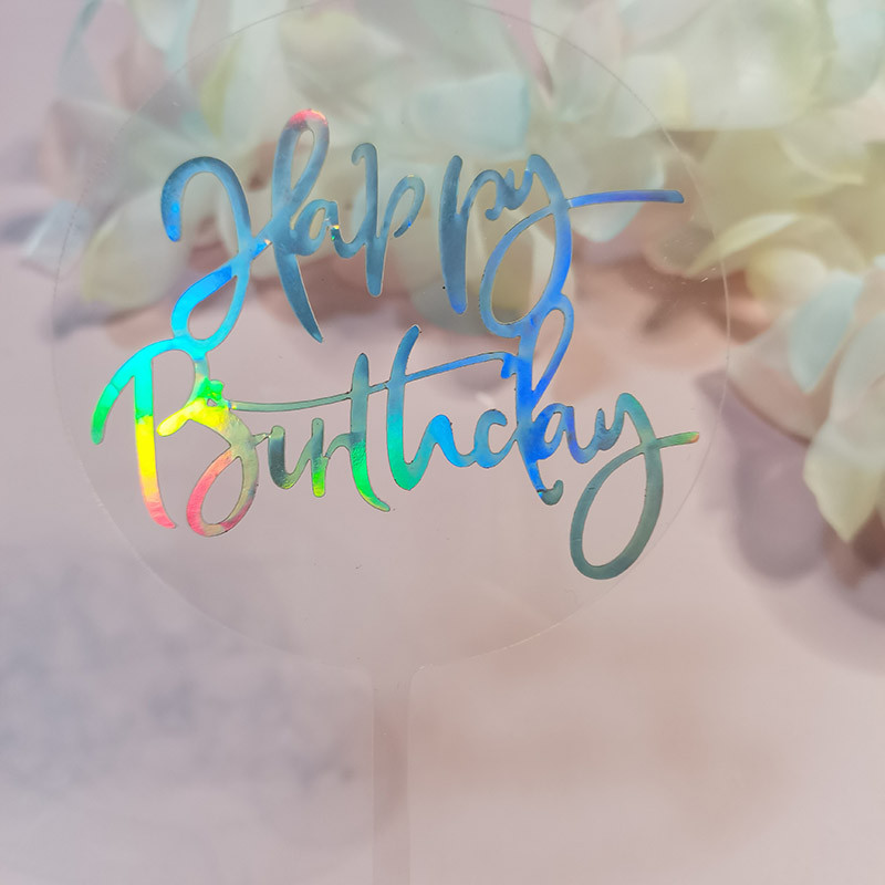 INS New Happy Birthday Akrilni nadjev za torte Laserski obojeni okrugli nadjev za torte za dječje rođendane Ukrasi za torte Baby Shower
