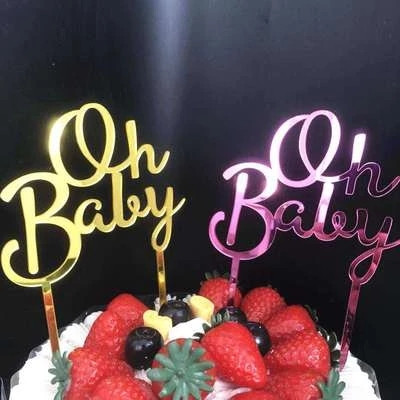 Arany rózsaszín akril "One" "Oh Baby" Boldog születésnapot tortafesték esküvői menyasszonyi parti dekoráció desszert sütési kellékek szép ajándékok