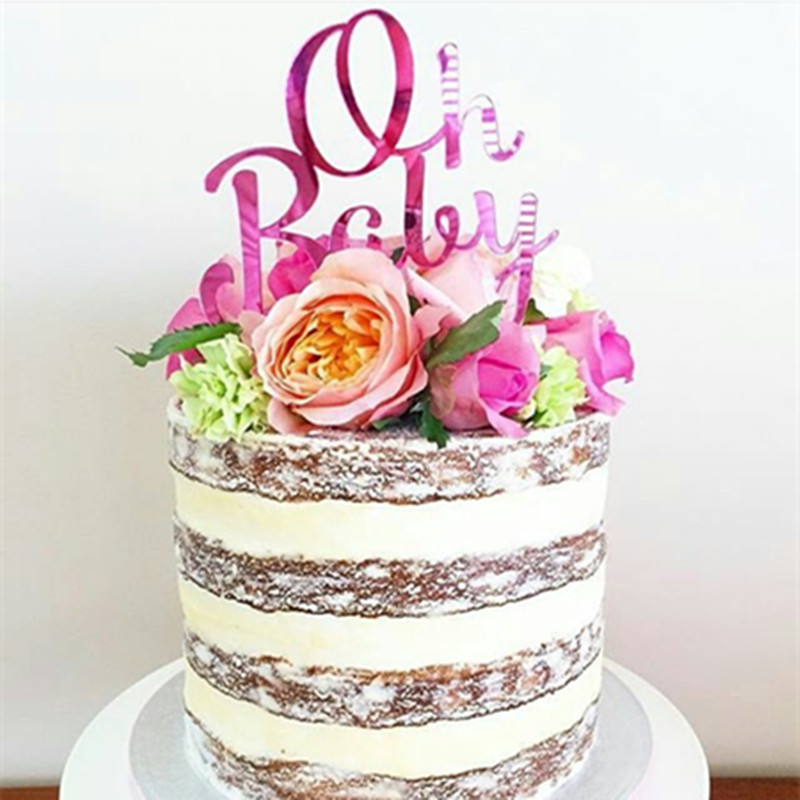 Arany rózsaszín akril "One" "Oh Baby" Boldog születésnapot tortafesték esküvői menyasszonyi parti dekoráció desszert sütési kellékek szép ajándékok