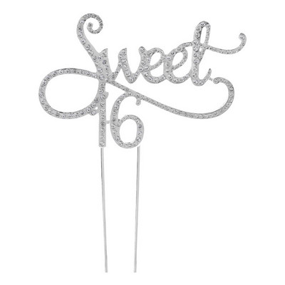 Sweet 16 Cake Topper Teme de petrecere a 16-a aniversare cu pentru decorare cu stras A F19B