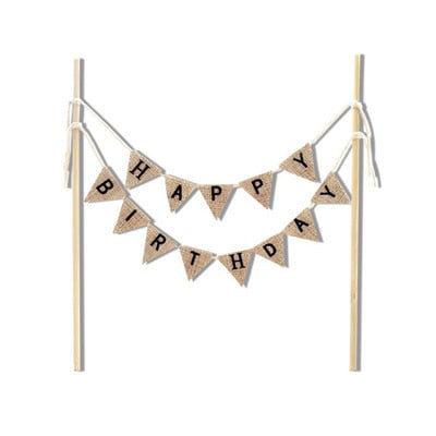 1 τμχ Ρουστίκ κάλυμμα για τούρτα γενεθλίων Μίνι κομψό γράμμα για τούρτα γενεθλίων Κορυφαία σημαία Τριγωνικό Banner Wave Επιδόρπιο Cupcake 2023 Νέο