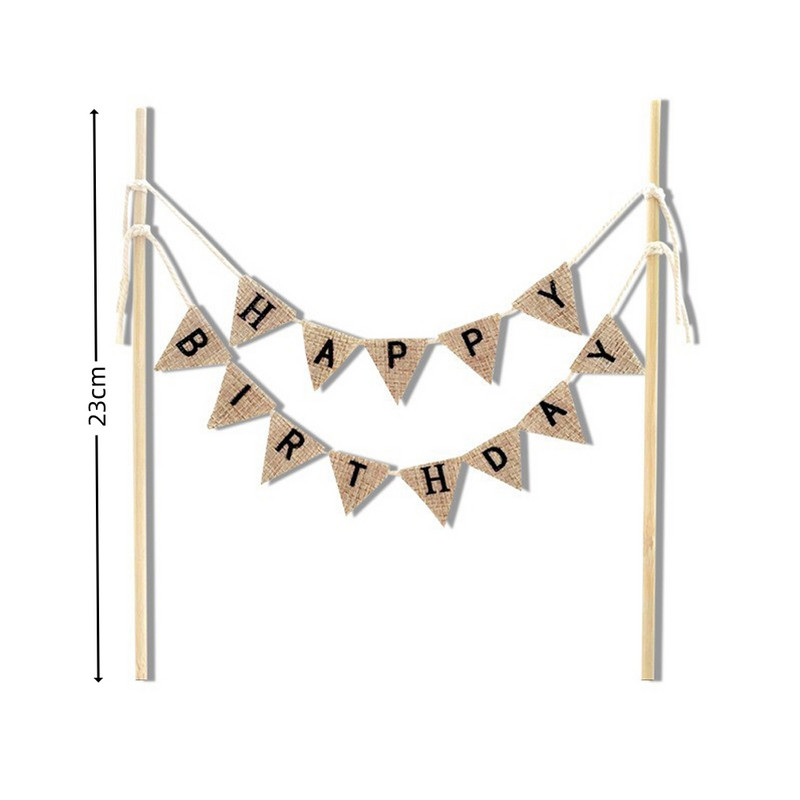 1 τμχ Ρουστίκ κάλυμμα για τούρτα γενεθλίων Μίνι κομψό γράμμα για τούρτα γενεθλίων Κορυφαία σημαία Τριγωνικό Banner Wave Επιδόρπιο Cupcake 2023 Νέο