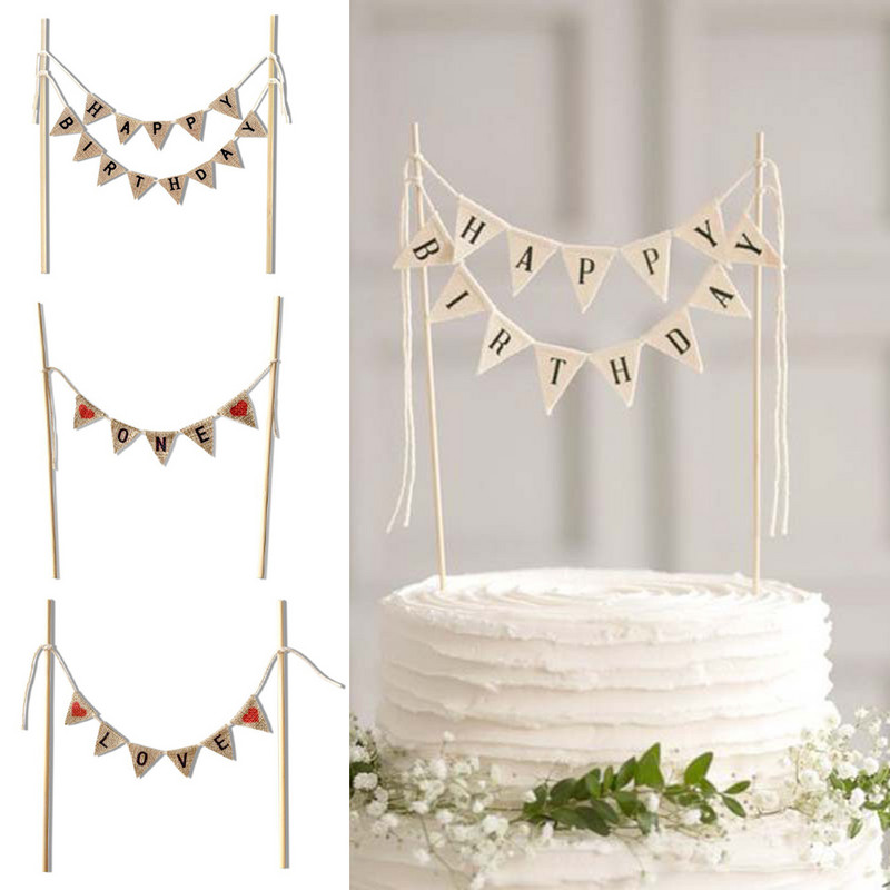 1 τμχ Ρουστίκ κάλυμμα για τούρτα γενεθλίων Μίνι κομψό γράμμα για τούρτα γενεθλίων Κορυφαία σημαία Τριγωνικό Banner Wave Επιδόρπιο Cupcake 2023 Νέο