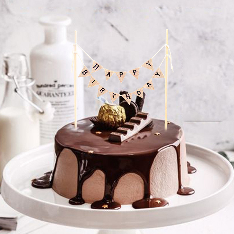 1 τμχ Ρουστίκ κάλυμμα για τούρτα γενεθλίων Μίνι κομψό γράμμα για τούρτα γενεθλίων Κορυφαία σημαία Τριγωνικό Banner Wave Επιδόρπιο Cupcake 2023 Νέο