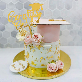 Бакалавърска шапка Congrasts Grad Acrylic Cake Toppers Congratulation Class of 2023 Graduate Birthday Cake Decoration Multi-Styles
