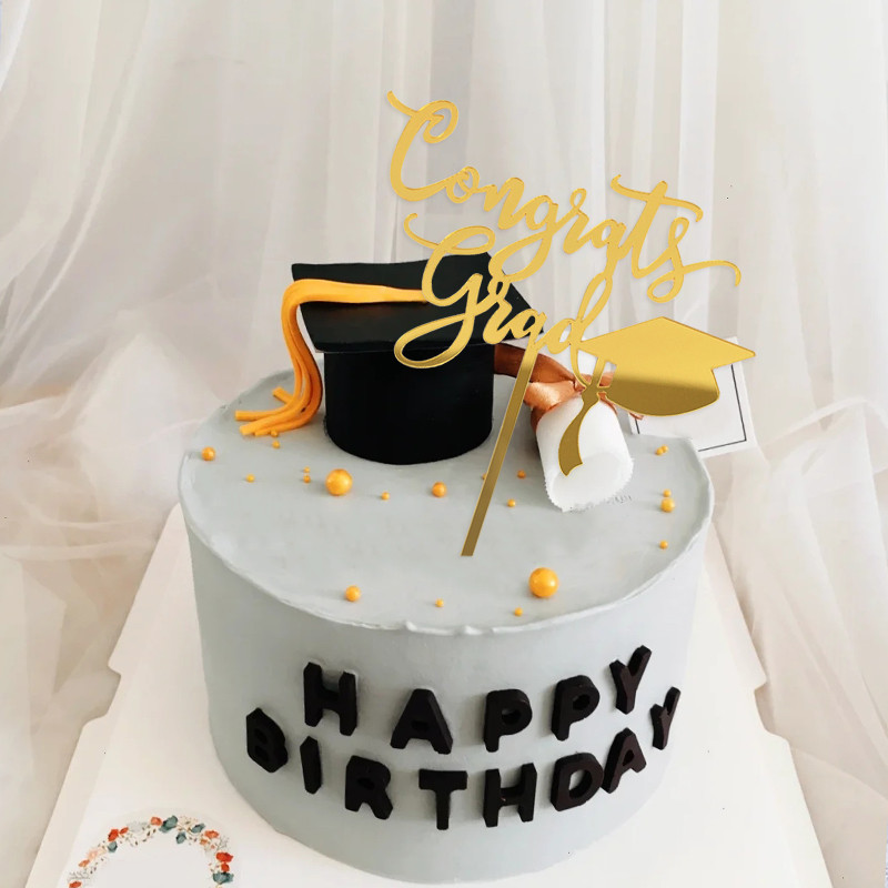 Bakalaura cepure Apsveikumi Grad akrila kūku pildītāji Apsveikuma klase 2023. gadā absolventu dzimšanas dienas kūku dekorēšana, dažādi stili