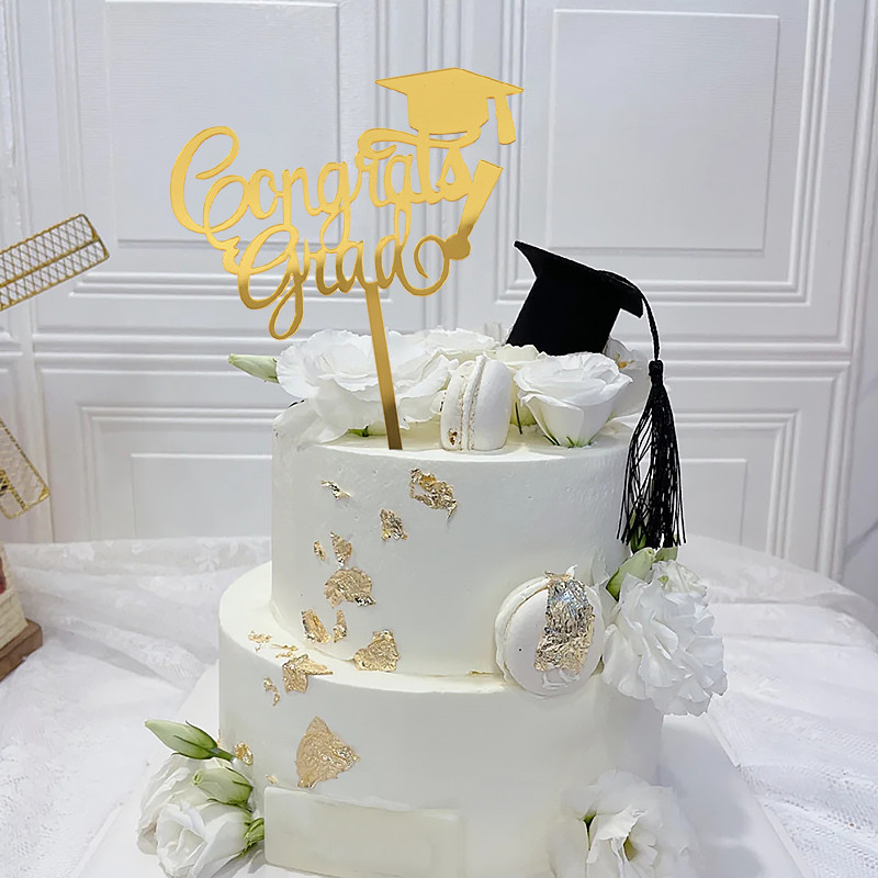 Bakalaura cepure Apsveikumi Grad akrila kūku pildītāji Apsveikuma klase 2023. gadā absolventu dzimšanas dienas kūku dekorēšana, dažādi stili
