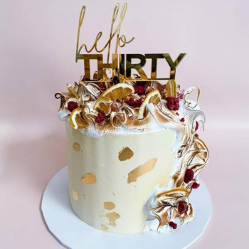 Hello Thirty Happy Birthday Cake Topper Златен акрил 30th Birthday Акрилен Cupcake Topper за декорации на торта за рожден ден