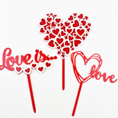 1 set LOVE pentru steagul de tort de Ziua Îndrăgostiților, alegeri pentru decorare acrilice pentru deserturi, Topper acrilic pentru tort pentru articole de petrecere
