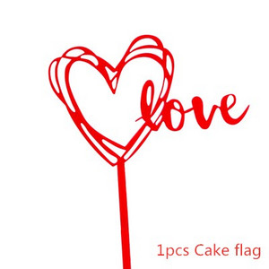 1 set LOVE pentru steagul de tort de Ziua Îndrăgostiților, alegeri pentru decorare acrilice pentru deserturi, Topper acrilic pentru tort pentru articole de petrecere
