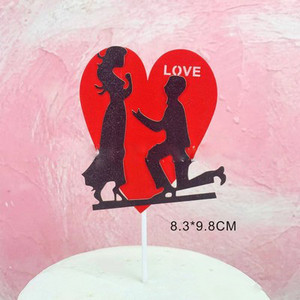 1 set LOVE pentru steagul de tort de Ziua Îndrăgostiților, alegeri pentru decorare acrilice pentru deserturi, Topper acrilic pentru tort pentru articole de petrecere