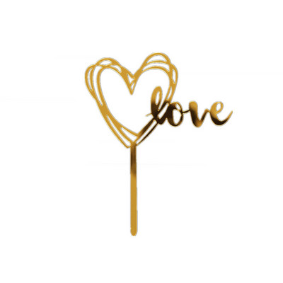 1 set LOVE pentru steagul de tort de Ziua Îndrăgostiților, alegeri pentru decorare acrilice pentru deserturi, Topper acrilic pentru tort pentru articole de petrecere