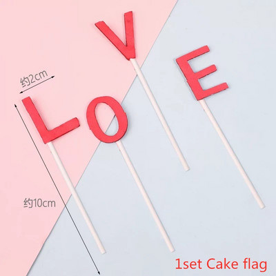 1 set LOVE pentru steagul de tort de Ziua Îndrăgostiților, alegeri pentru decorare acrilice pentru deserturi, Topper acrilic pentru tort pentru articole de petrecere