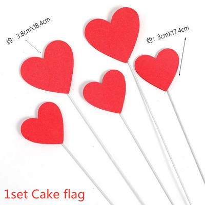 1 set LOVE pentru steagul de tort de Ziua Îndrăgostiților, alegeri pentru decorare acrilice pentru deserturi, Topper acrilic pentru tort pentru articole de petrecere