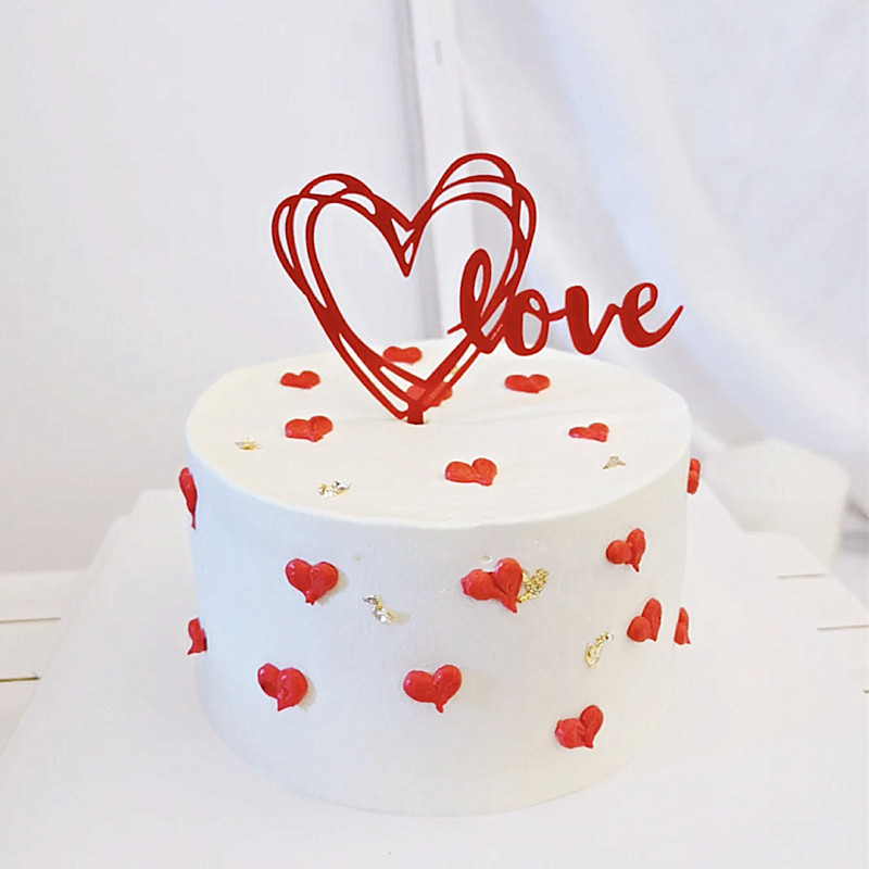 1 set LOVE pentru steagul de tort de Ziua Îndrăgostiților, alegeri pentru decorare acrilice pentru deserturi, Topper acrilic pentru tort pentru articole de petrecere