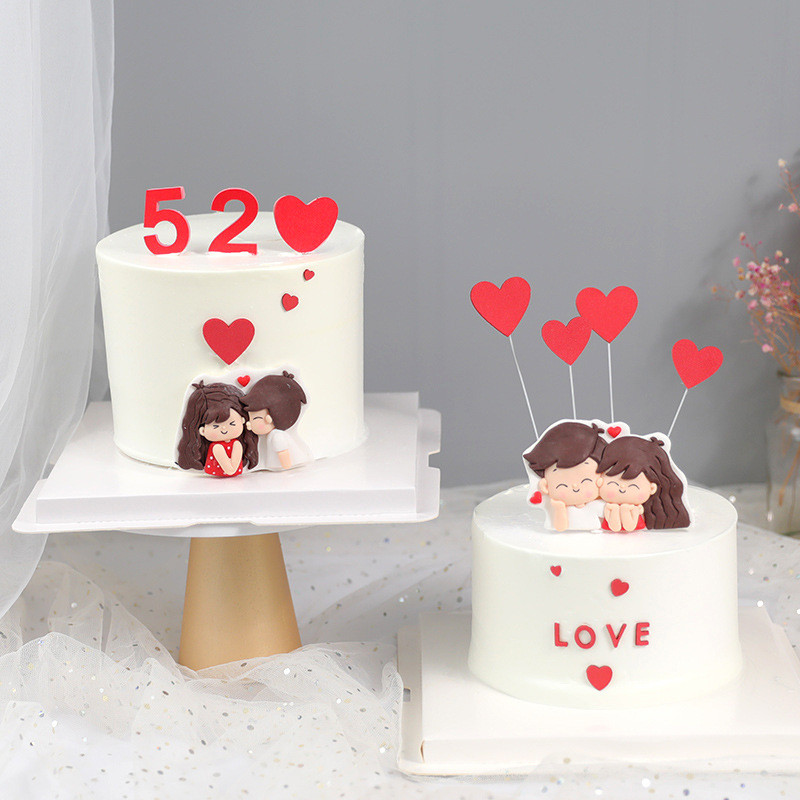 1 set LOVE pentru steagul de tort de Ziua Îndrăgostiților, alegeri pentru decorare acrilice pentru deserturi, Topper acrilic pentru tort pentru articole de petrecere
