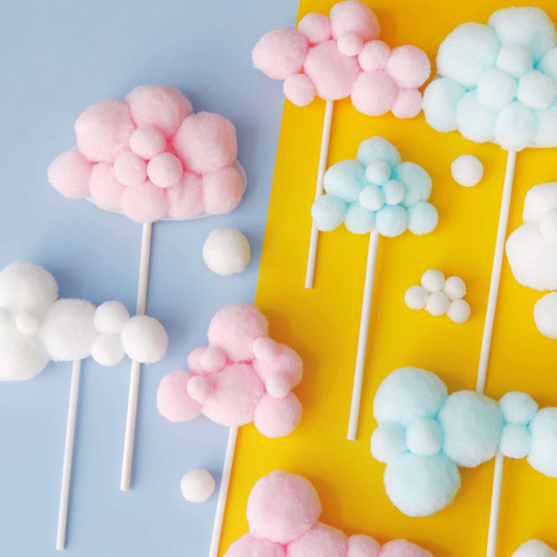 1db/10db Aranyos színes felhős tortafeltöltő bulizós gyerekeknek lányoknak, babáknak Boldog születésnapot Hold léggömb tortadísz születésnapi ajándékok