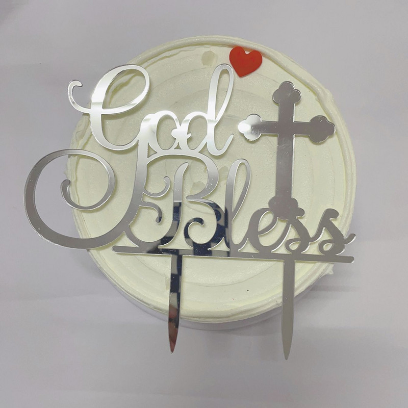 God Bless, akrilna slova, nadjev za tortu Rose Golden The Cross Bog blagoslovi nadjev za tortu za rođendansku zabavu, pribor za ukrašavanje torte