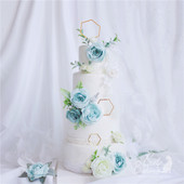 Umjetni cvijet Ruža Hibiskus Vjenčana dekoracija Božur Prekrivač torte za mladenku Potrepštine za rođendansku zabavu Pečenje Slatki dar