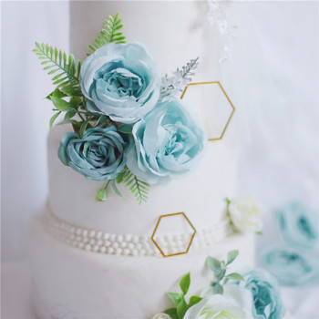 Изкуствено цвете Роза Хибискус Сватбена украса Божур Топер за торта за булка Консумативи за рожден ден Печене Сладък подарък