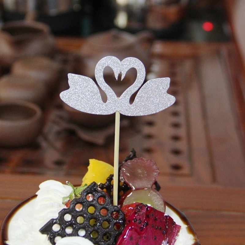 Elegantna torta s bijelim labudom i flamingom Umetnuta kartica Ukras za tortu Potrepštine za godišnjicu vjenčanja Sretan rođendan djevojko