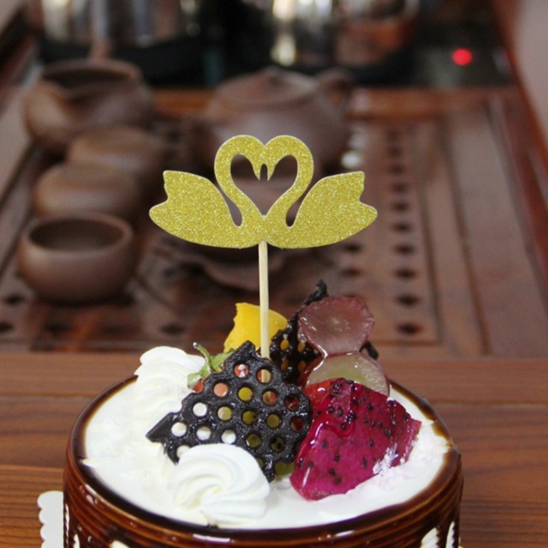 Elegantna torta s bijelim labudom i flamingom Umetnuta kartica Ukras za tortu Potrepštine za godišnjicu vjenčanja Sretan rođendan djevojko