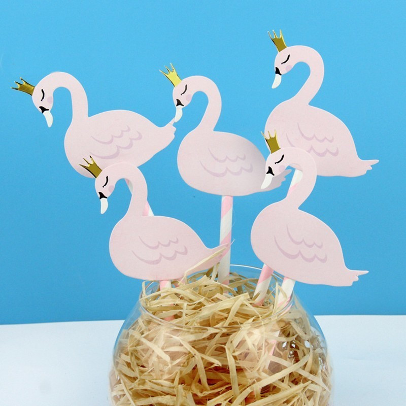 Elegantna torta s bijelim labudom i flamingom Umetnuta kartica Ukras za tortu Potrepštine za godišnjicu vjenčanja Sretan rođendan djevojko