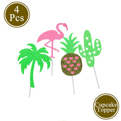 Amawill Pink Flamingo Happy Birthday Cake Topper Paabulinnu sulgedest Tordi kaunistused Baby Shower Pulmapeo kaunistamiseks