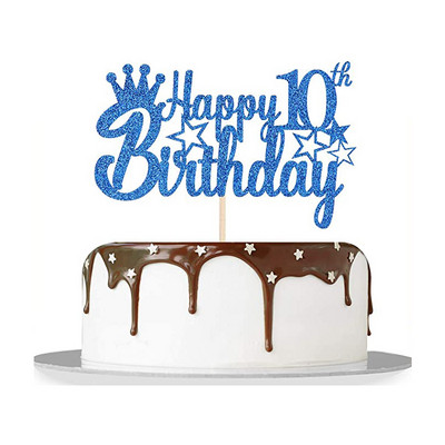 Kraljevsko plavi svjetlucavi papir Sretan 10. 15. 18. rođendan Prekrivač torte za muškarce Dječaci 20. 40. 70. rođendan Ukrasi za torte