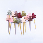 40db Teddy Bear Cupcake Fedők, Nemek szerinti semleges babazuhany dekoráció, Gyerekbuli kedvencek, Születésnapi tusolók