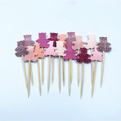 40db Teddy Bear Cupcake Fedők, Nemek szerinti semleges babazuhany dekoráció, Gyerekbuli kedvencek, Születésnapi tusolók