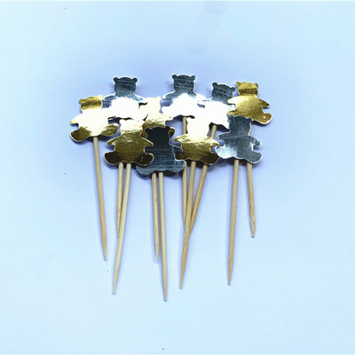 40db Teddy Bear Cupcake Fedők, Nemek szerinti semleges babazuhany dekoráció, Gyerekbuli kedvencek, Születésnapi tusolók