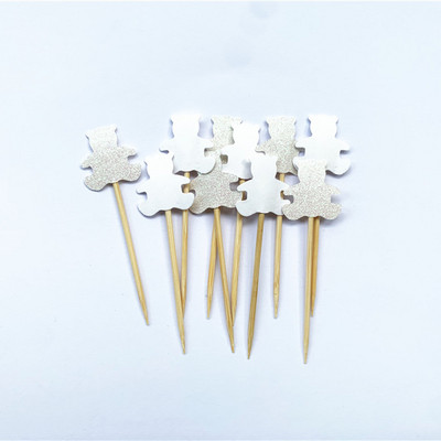 40db Teddy Bear Cupcake Fedők, Nemek szerinti semleges babazuhany dekoráció, Gyerekbuli kedvencek, Születésnapi tusolók