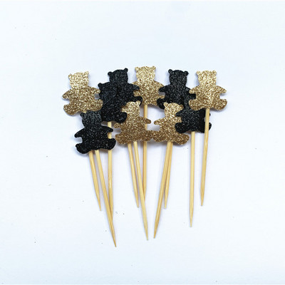 40db Teddy Bear Cupcake Fedők, Nemek szerinti semleges babazuhany dekoráció, Gyerekbuli kedvencek, Születésnapi tusolók