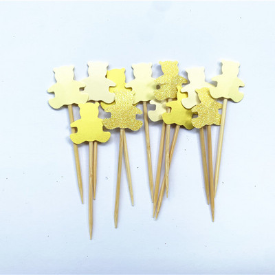 40db Teddy Bear Cupcake Fedők, Nemek szerinti semleges babazuhany dekoráció, Gyerekbuli kedvencek, Születésnapi tusolók