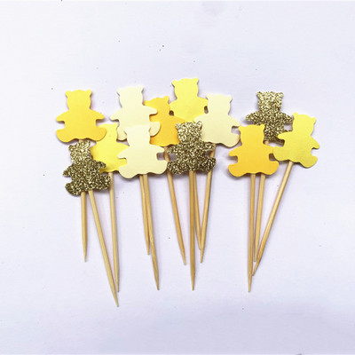 40db Teddy Bear Cupcake Fedők, Nemek szerinti semleges babazuhany dekoráció, Gyerekbuli kedvencek, Születésnapi tusolók