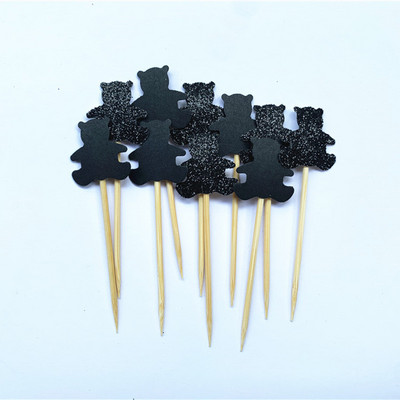 40db Teddy Bear Cupcake Fedők, Nemek szerinti semleges babazuhany dekoráció, Gyerekbuli kedvencek, Születésnapi tusolók