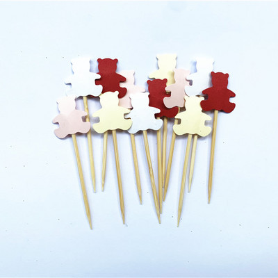 40db Teddy Bear Cupcake Fedők, Nemek szerinti semleges babazuhany dekoráció, Gyerekbuli kedvencek, Születésnapi tusolók