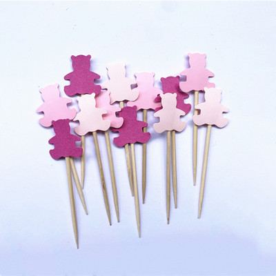 40db Teddy Bear Cupcake Fedők, Nemek szerinti semleges babazuhany dekoráció, Gyerekbuli kedvencek, Születésnapi tusolók