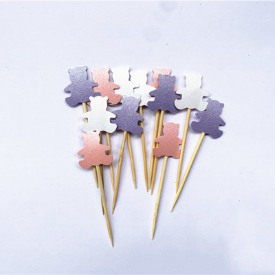 40db Teddy Bear Cupcake Fedők, Nemek szerinti semleges babazuhany dekoráció, Gyerekbuli kedvencek, Születésnapi tusolók