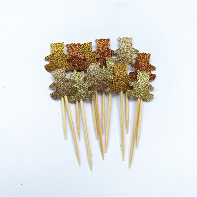 40db Teddy Bear Cupcake Fedők, Nemek szerinti semleges babazuhany dekoráció, Gyerekbuli kedvencek, Születésnapi tusolók