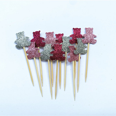 40db Teddy Bear Cupcake Fedők, Nemek szerinti semleges babazuhany dekoráció, Gyerekbuli kedvencek, Születésnapi tusolók