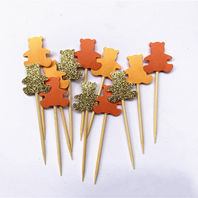 40db Teddy Bear Cupcake Fedők, Nemek szerinti semleges babazuhany dekoráció, Gyerekbuli kedvencek, Születésnapi tusolók