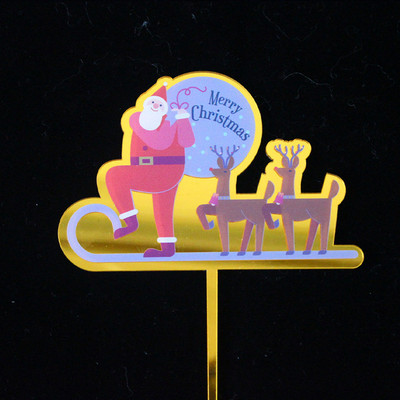 2 komada Sretan Božić Akrilni vrh za kolače Zlatno srebrni jelenji losovi rogovi Akrilni vrh za kolače za božićnu zabavu Ukrasi za torte 2019.