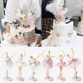 3 бр торта Topper Dancing Girl Doll Decor Wedding Birthday Cake Decor Ballet Girls Baby Girl 1st Favor Happy Birthday Party Decor