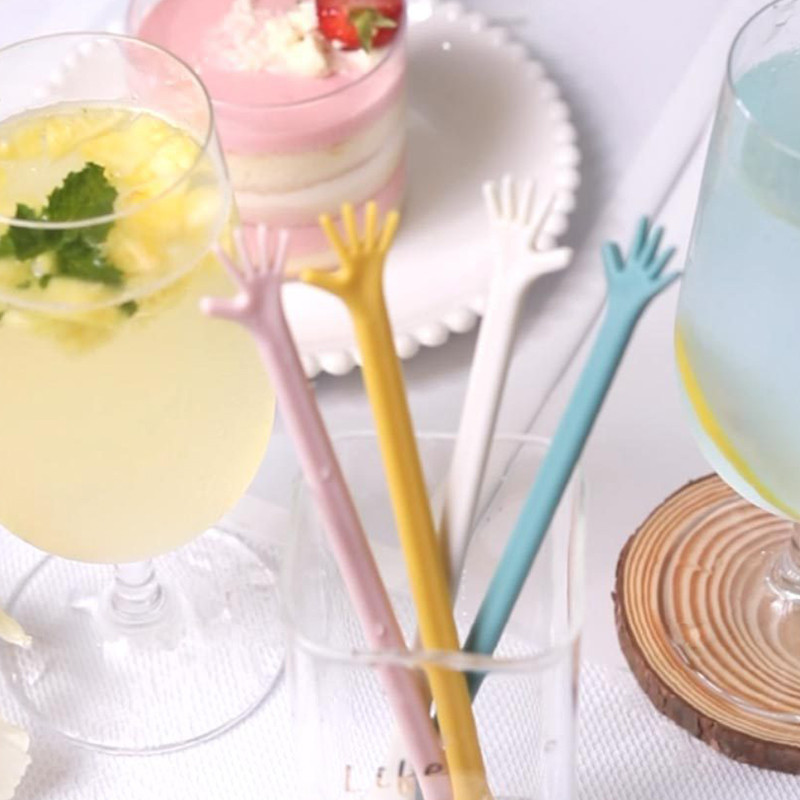 Koktél jeges swizzle rudak újrafelhasználható újdonság swizzle rudak aranyos Kawaii mancs keverőkanál Tropical Beach Party étkészlet