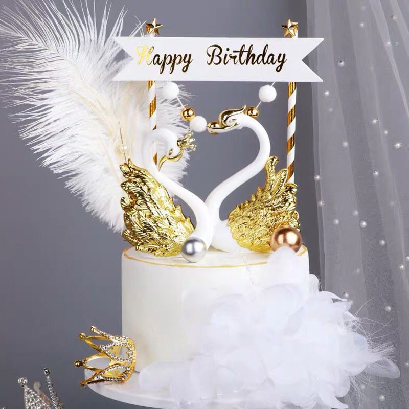 Arany Ezüst Flamingó Születésnapi Torta Fedő Pávatoll Esküvői Party Desszert Zászlók Korona évfordulós Cupcake Díszítés